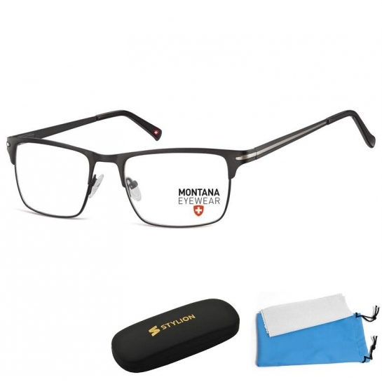 Oprawki korekcyjne okulary optyczne prostokątne Montana flex MM604 czarny + srebrny